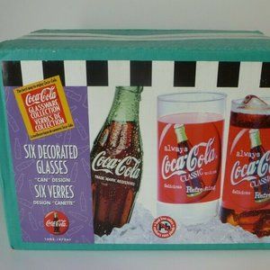 6 Coca-Cola glasses,Decorated,Six Verres,Lead Free